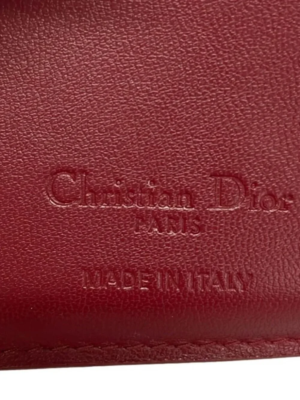 DIOR/ChristianDior Lady Dior Bordeaux Patent Leather Trifold Wallet